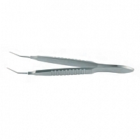 Ирис-пинцет глазной микрохирургический 1х2-зубый изогнутый 71 мм нержавеющая сталь