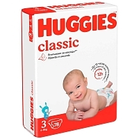 Подгузники Huggies Classic Mega 3 4-9 кг 78 шт Подгузники для детей купить в Продез Сочи