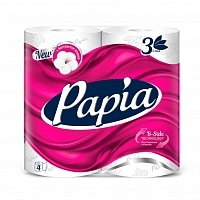 Полотенца бумажные Papia 3-слойные белые 4 рулона по 10,8 м Полотенца бумажные купить в Продез Сочи