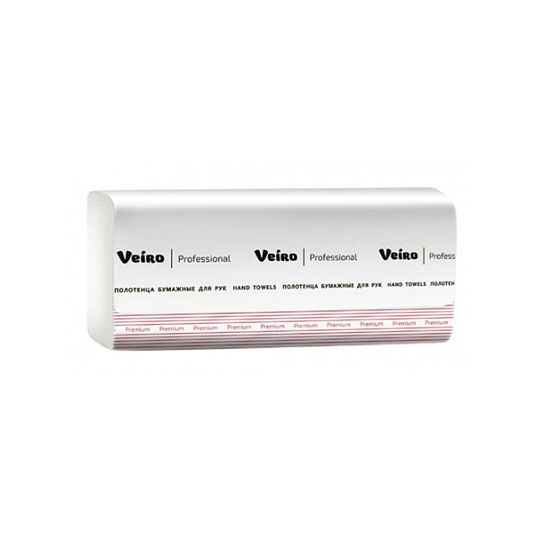 Полотенца для рук W-сложения Veiro Professional Premium 2-слойные 150 листов белые 21 шт