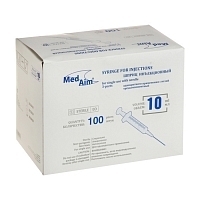 Шприц трехкомпонентный MedAim 10 мл 21G 1 1/2 0,8х4 мм 100 шт Шприцы одноразовые медицинские купить в Продез Сочи