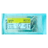 Кетгут простой USP (3/0) 75 см игла колющая 20 мм изгиб 1/2 36 шт Кетгут хирургический купить в Продез Сочи