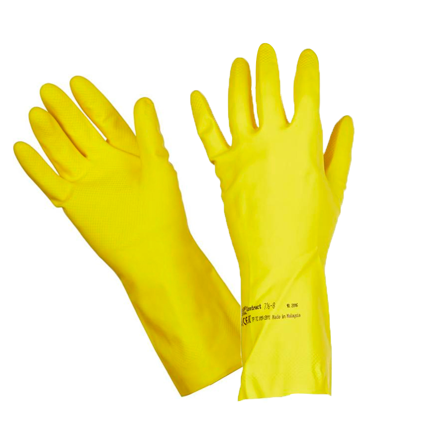 Перчатки латексные Vileda Professional Контракт желтые (размер 7.5-8, M), арт. 101017 Перчатки хозяйственные купить в Продез Сочи