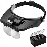 Лупа-очки налобная бинокулярная 1.2/1.8/2.5/3.5x, с подсветкой (2 LED) Очки и экраны защитные купить в Продез Сочи