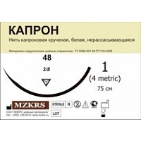 Капрон крученый 4512О1 М6 (3/4) 75 -KK 25 шт Капрон хирургический купить в Продез Сочи