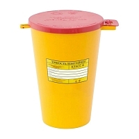 Контейнер для утилизации игл Респект класс Б 1 л, высота 170 мм желтый Емкости класса Б для утилизации для медицинских отходов купить в Продез Сочи