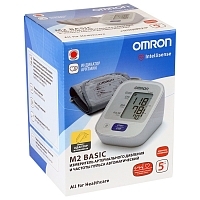 Тонометр автоматический Omron M2 Basic с адаптером и универсальной манжетой 22-42 см