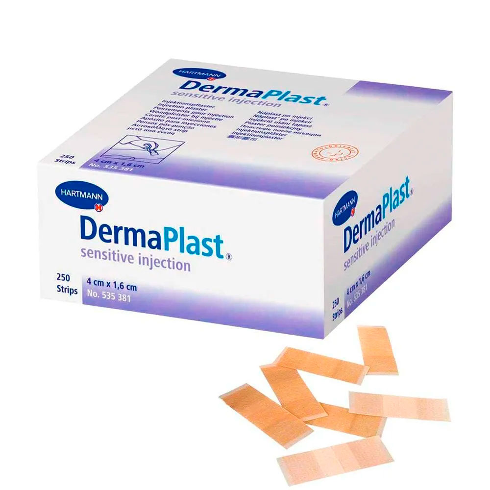 Пластырь DermaPlast soft injection 5353537 мягкий инъекционный на нетканой основе 1,6х4 см 250 шт Пластырь медицинский купить в Продез Сочи