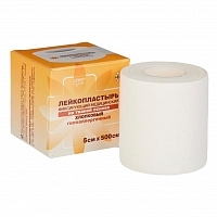 Пластырь фиксирующий Leiko plaster 5х500 см на тканевой основе в картонной коробке белый Пластырь медицинский купить в Продез Сочи