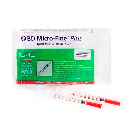 Шприц Micro-Fine Plus инсулин U-40 1мл с несъемной иглой 29G 0,33х12,7 100 шт Шприцы одноразовые медицинские купить в Продез Сочи