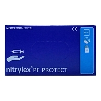 Перчатки нитриловые нестерильные неопудренные текстурированные на пальцах Nitrylex PF Protect размер L 50 пар