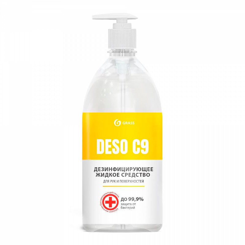 Grass DESO C9 (1л) средство дезинфицирующее на основе изопропилового спирта, с дозатором, арт. 550070 Средства дезинфекции поверхностей купить в Продез Сочи