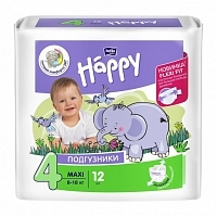 Подгузники гигиенические для детей Bella baby Happy Maxi, вес 8-18 кг 12 шт 