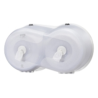 Диспенсер для туалетной бумаги в мини рулонах Tork SmartOne 472028 двойной белый Диспенсеры для туалетной бумаги купить в Продез Сочи