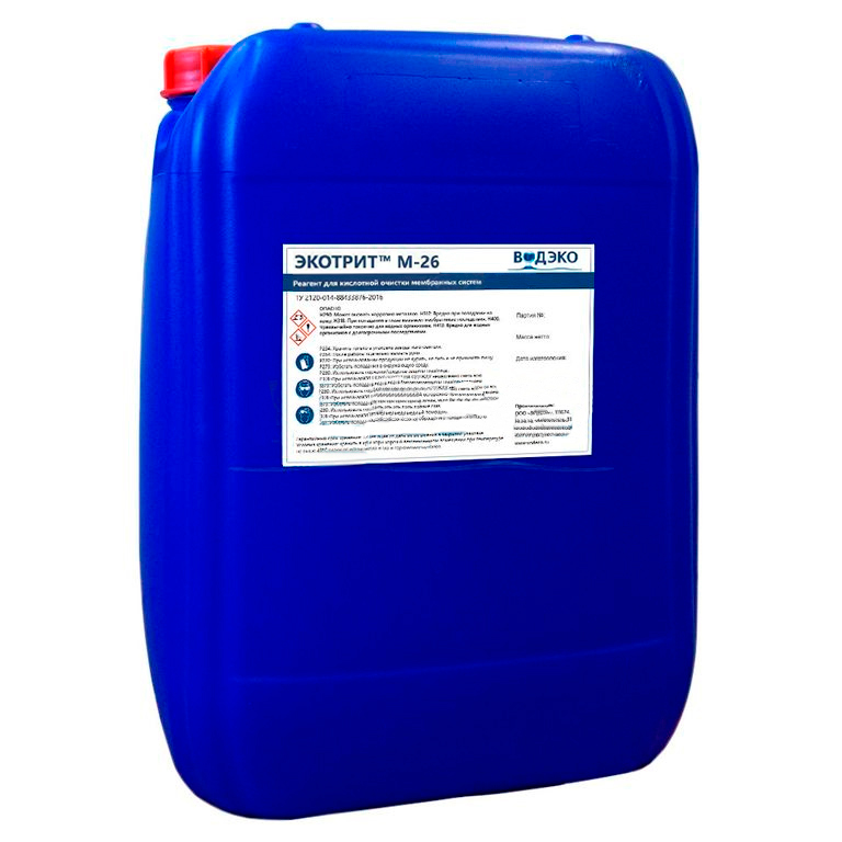 ЭКОТРИТ М-26 (20кг) кислотный реагент для отмывки карбонатных и железистых отложений Средства для мойки оборудования купить в Продез Сочи