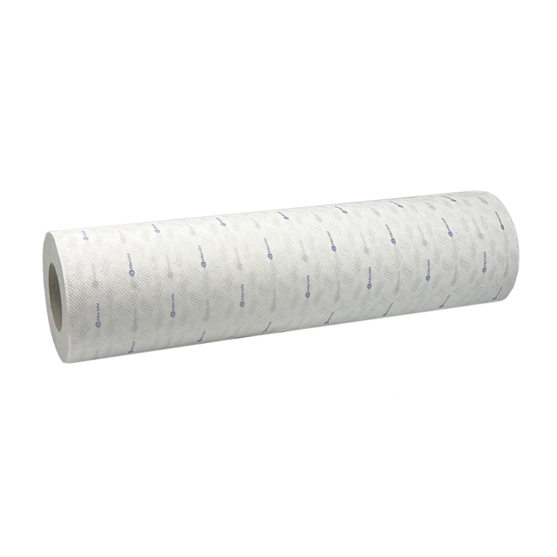 Бумажные простыни (полотенца) в рулона с синим рисунком ТОП ПРИНТ 60 см 6х50 м
