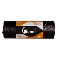 Мешки для мусора Glionni Super 60 л черные ПНД 30 шт