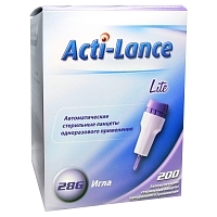 Ланцет Acti-lance Lite игла 28G 1,5 мм кровоток низкий фиолетовый Ланцеты медицинские купить в Продез Сочи