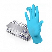 Перчатки смотровые нитриловые Connect Blue Nitrile Gloves нестерильные неопудренные текстурированные размер M Перчатки нестерильные медицинские купить в Продез Сочи