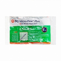 Шприц BD Micro-fine plus 0,5 мл инсулиновый 0,25х6 мм 31G игла несъемная U-100 100 шт Шприцы одноразовые медицинские купить в Продез Сочи