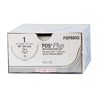 ПДС Плюс антибактериальная М2 (3/0) 70 см прямая режущая игла KS-55 60 мм 36 шт PDP9714H ПДС хирургический купить в Продез Сочи