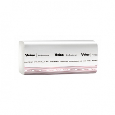 Полотенца для рук W-сложения Veiro Professional Premium 2-слойные 150 листов белые 21 шт Полотенца бумажные купить в Продез Сочи