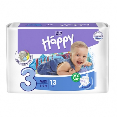 Подгузники гигиенические для детей Bella baby Happy Midi, вес 5-9 кг 13 шт Подгузники для детей купить в Продез Сочи
