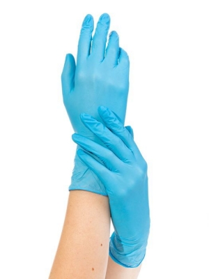Перчатки смотровые нитриловые нестерильные неопудренные текстурированные Nitrile эластичные размер S 50 пар голубые Перчатки купить в Продез Сочи