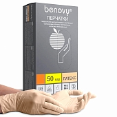 Перчатки смотровые латексные нестерильные неопудренные Benovy размер XS 50 пар Перчатки купить в Продез Сочи