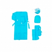 Комплект одежды медицинской для повышенной защиты (халат, бахилы, колпак, маска 3-х слойная) Одежда медицинская для хирурга купить в Продез Сочи