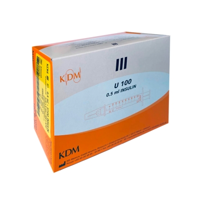 Шприц 0,5 мл 3-компонентный инсулиновый со встроенной иглой 0,30х8 мм KDM U-100 100 шт Шприцы одноразовые медицинские купить в Продез Сочи