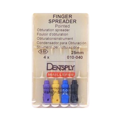 Спредер Finger spreaders № 10-40 L25 фиолетовый, желтый, синий, черный 4 шт Спредеры стоматологические купить в Продез Сочи