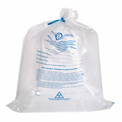 Пакеты для отходов класса А 0,6 х 1 м белый, плотность18-20 мкм 100 л 100 шт Абрис+ Пакеты для автоклавирования медицинских отходов купить в Продез Сочи