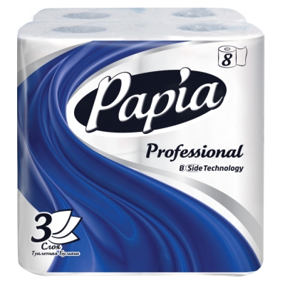 Туалетная бумага Papia Professional 3 слоя белая 8 шт Туалетная бумага купить в Продез Сочи
