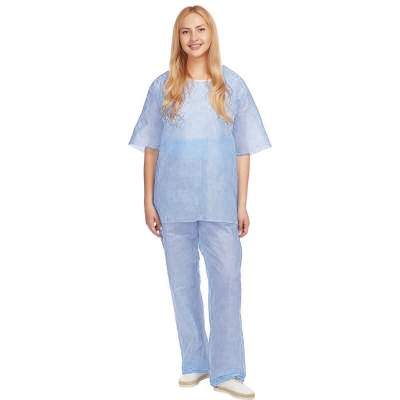 Комплект одежды хирургический стерильный куртка+брюки плотность 42 размер 52-54 голубой Одежда медицинская для хирурга купить в Продез Сочи