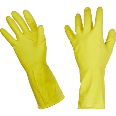 Перчатки резиновые Paclan Professional латекс с хлопковым напылением желтые L Перчатки хозяйственные купить в Продез Сочи