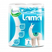 Бумажное полотенце белое Snow Lama 2 слоя 12 м 2 шт Полотенца бумажные купить в Продез Сочи