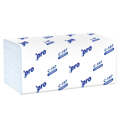 Полотенце бумажное белое PRO Tissue V-сложение 2 слоя 22х21 см 200 листов 20 шт Полотенца бумажные купить в Продез Сочи