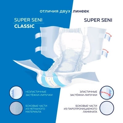 Подгузники для взрослых закрытого типа Super Seni размер S 10 шт Подгузники для взрослых купить в Продез Сочи
