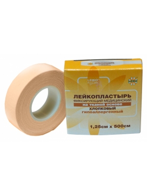 Лейкопластырь LEIKO гипоаллергенный на тканевой основе телесный в катушке и картонной упаковке 1,25 см 5 м 36 шт Пластырь медицинский купить в Продез Сочи
