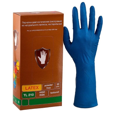 Перчатки Safe&Care-HIGH RISK TL 210 повышенной прочности размер XL латексные смотровые нестерильные неопудренные 25 пар Перчатки купить в Продез Сочи