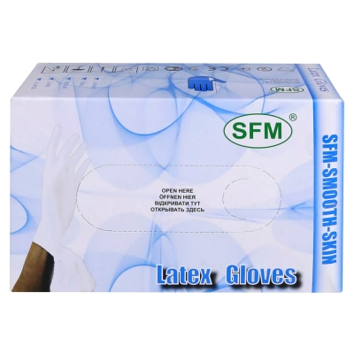 Перчатки мотровые нестерильные латексные опудренные размер М (7) SFM 50 пар Перчатки купить в Продез Сочи