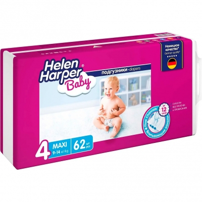 Детские подгузники Helen Harper Baby 9-14 кг размер 4 62 шт Подгузники для детей купить в Продез Сочи
