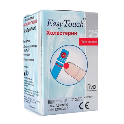 ИзиТач тест-полоски холестерин EasyTouch Cholesterol 25 шт Тесты для экспресс-диагностики мочи и крови купить в Продез Сочи