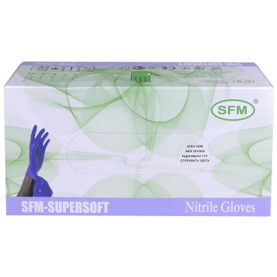 Перчатки Смотровые Нитрил. SFM SUPERSOFT №135 нестер. неопудр. текстур. фиолетово-голубые  р.L 100пар Перчатки купить в Продез Сочи