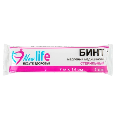 Бинт стерильный НьюЛайф 14 см 7 м плотность 30±2 г/м2 Бинты медицинские стерильные купить в Продез Сочи