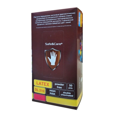 Перчатки Safe&Care-HIGH RISK DL 210 повышенной прочности размер XL латексные смотровые нестерильные неопудренные 25 пар Перчатки купить в Продез Сочи