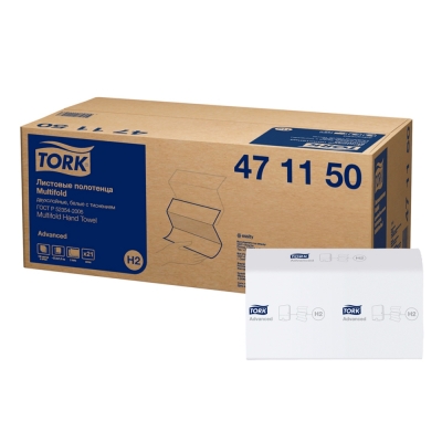 Полотенца Tork Advanced Multifold 471150 2 слоя 190 л 22,5х21,3 см белый 21 шт Полотенца бумажные купить в Продез Сочи