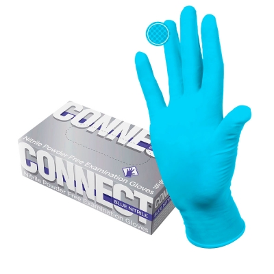 Перчатки нитриловые смотровые Connect Blue Nitrile Gloves нестерильные неопудренные текстурированные размер S 50 пар Перчатки купить в Продез Сочи