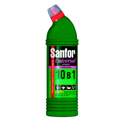 Sanfor Universal 10 в 1 Летний дождь универсальное чистящее средство 1 л Средства для сантехники купить в Продез Сочи